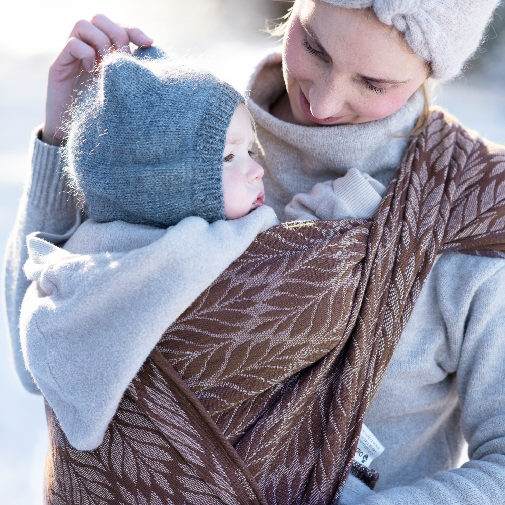 Babytragetuch Trias Chocolate Cream Wolle Seide