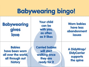 Babywearing criticism bingo – full of so many myths! Part 1