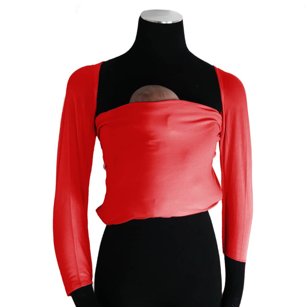 long sleeve shoulderless top